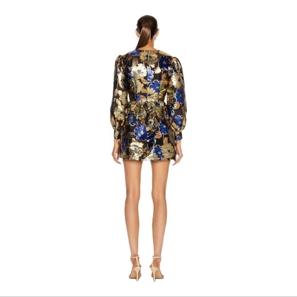 NWT ALICE MCCALL Night Light Metallic Floral Long Sleeve Mini Dress US 8 AU 12 - Picture 6 of 15
